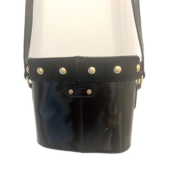 SAKS FIFTH AVENUE ITALY GENUINE LEATHER EVENING PURSE HARD CASE HANDBAG - Picture 3 of 8